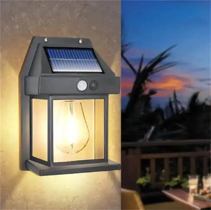 Solar Sensor Wall Lamp Black ABS Outdoor - Image 2